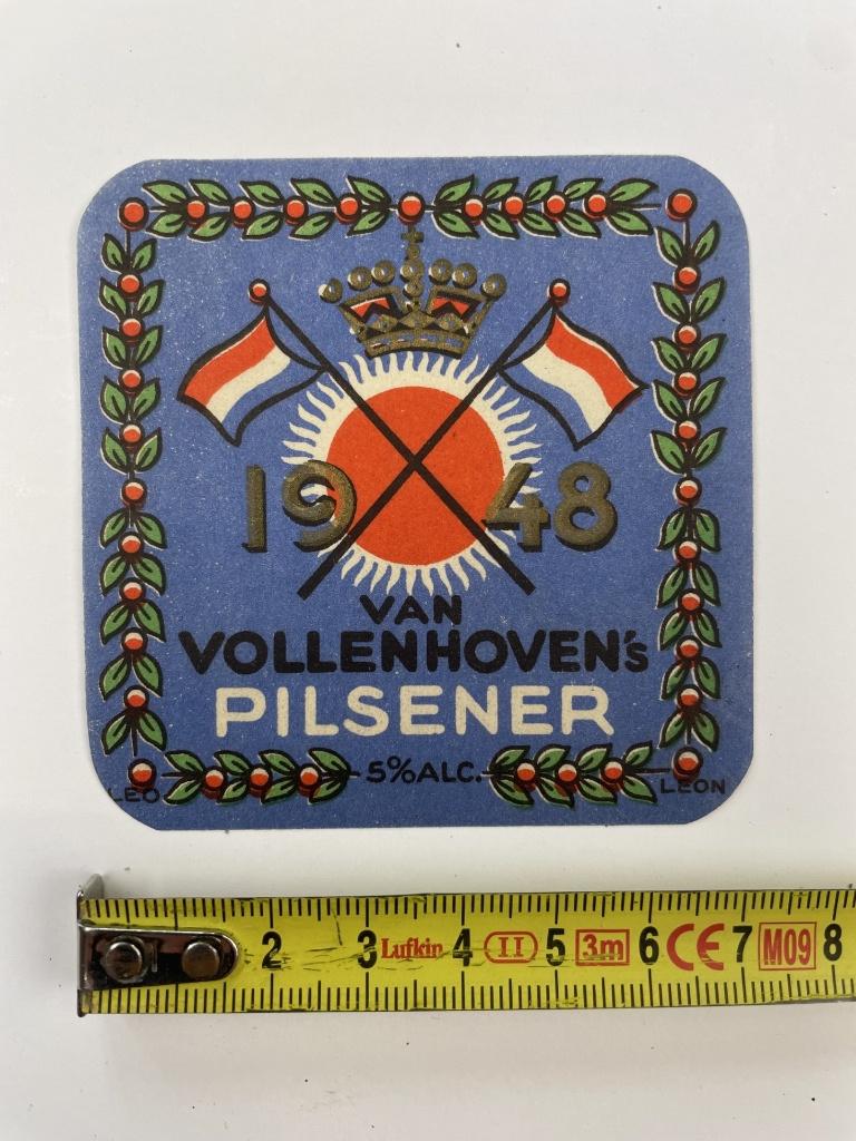 oud bieretiket van Vollenhoven's pilsener, Verzamelen, Biermerken, Ophalen of Verzenden, Overige typen, Overige merken
