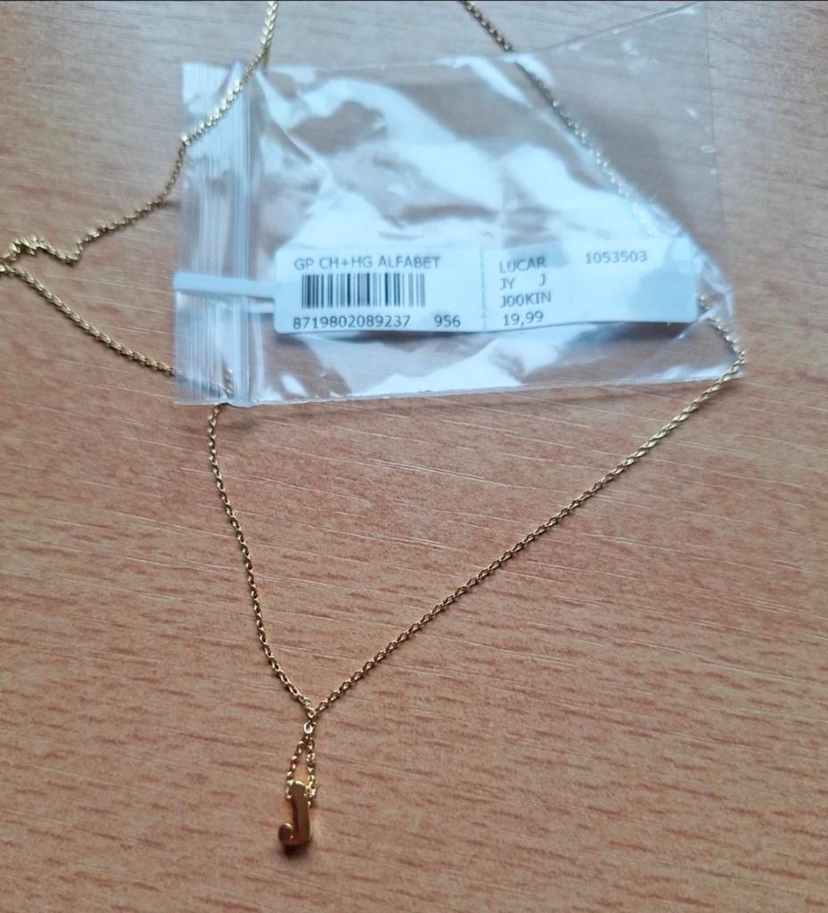 Gouden ketting letter J nieuw, Verstelbaar, Nieuw, Ophalen of Verzenden, Goud
