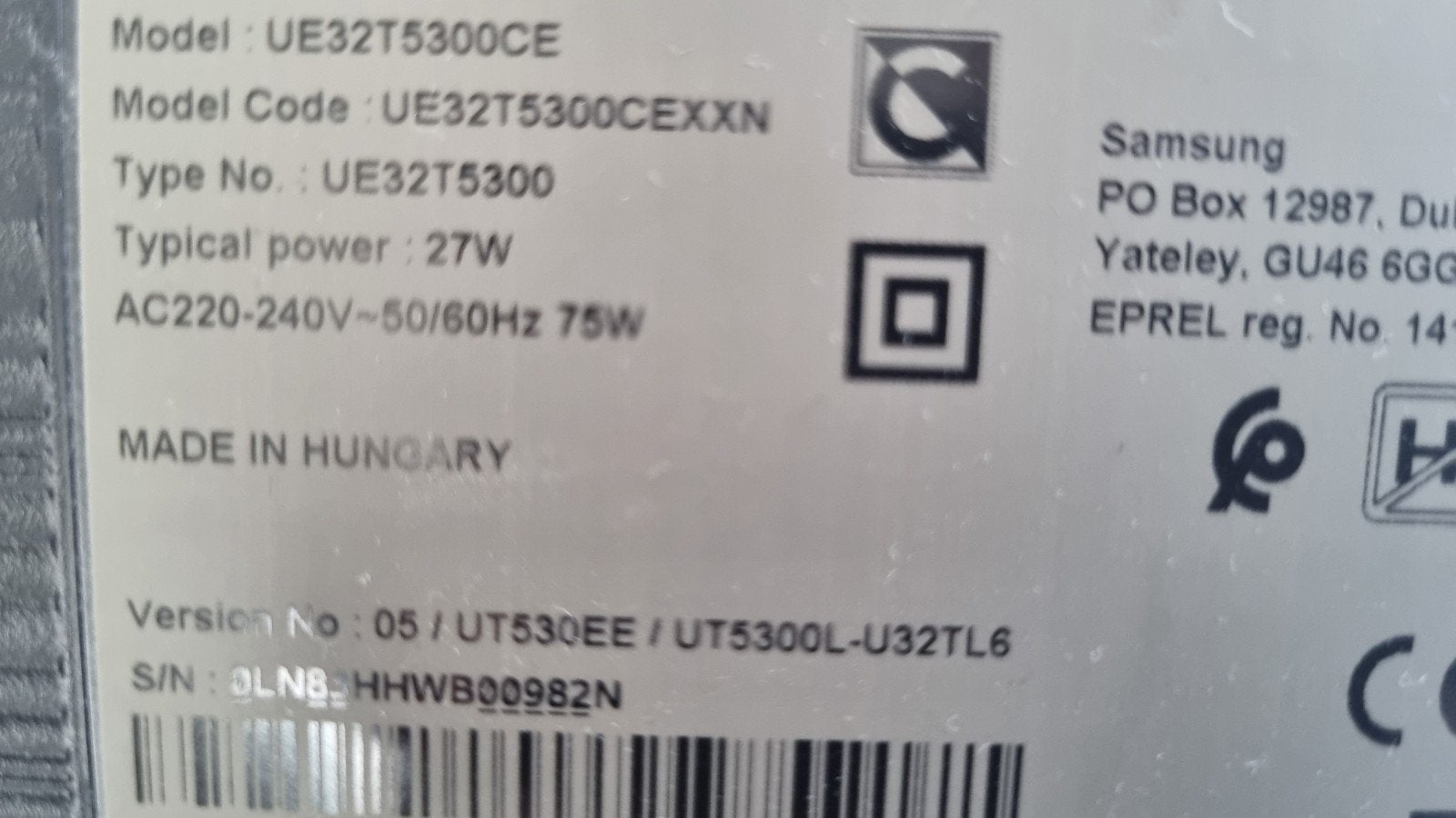 Samsung UE32T5300CE Full HD Smart TV, Ophalen, LED, 50 Hz, 80 tot 100 cm