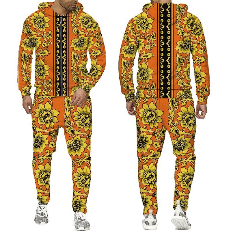 Heren barok joggingpak 10 oranje goud luxe trainingspak, Verzenden, Nieuw, Algemeen, Overige maten