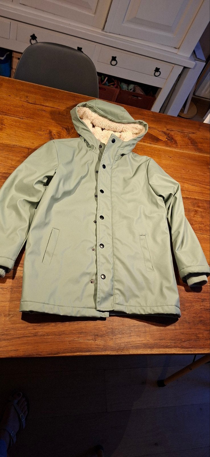 Hema herfstjas regenjas mintgroen 134/140, Ophalen of Verzenden, Zo goed als nieuw, Jack, Maat 34 (XS) of kleiner