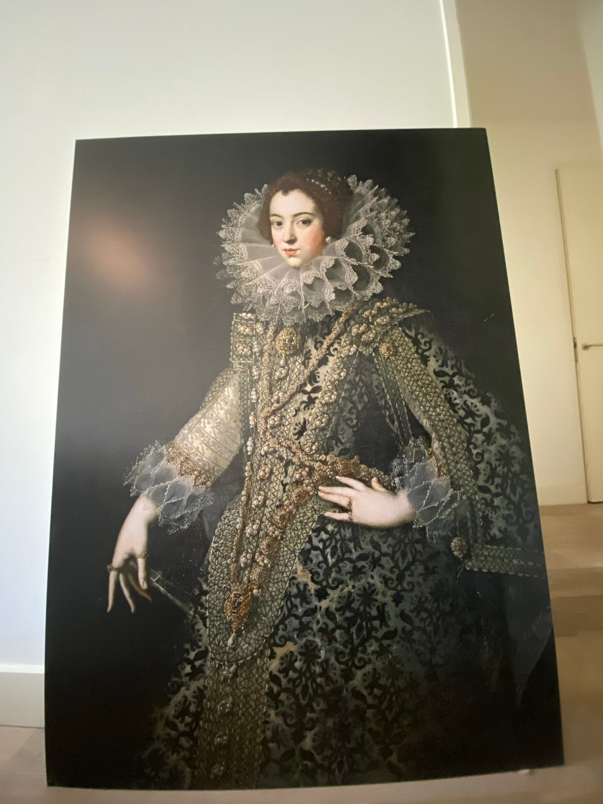 Klassiek portret van een dame - reproductie, Antiek en Kunst, Portret of Personen, Overige ondergronden, Ophalen of Verzenden