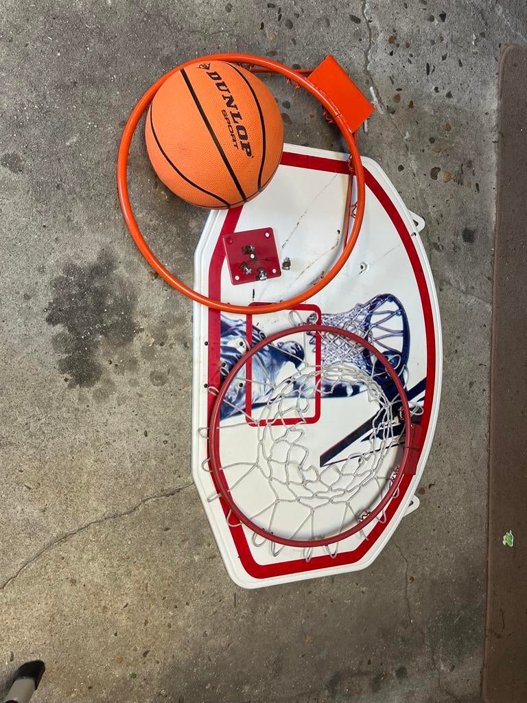 Basketbalbord met ringen en bal - Gebruikt, Ophalen of Verzenden, Gebruikt, Ring, Bord of Paal