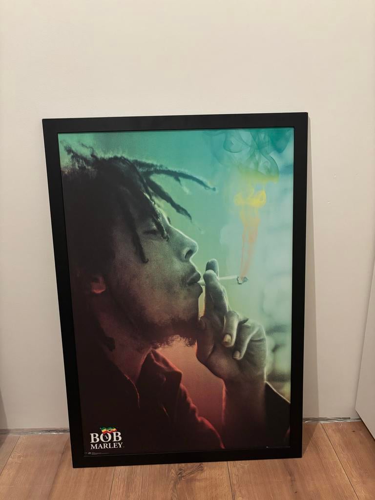 Ingelijste Bob Marley poster, Ophalen, Rechthoekig Staand, Met lijst, Zo goed als nieuw