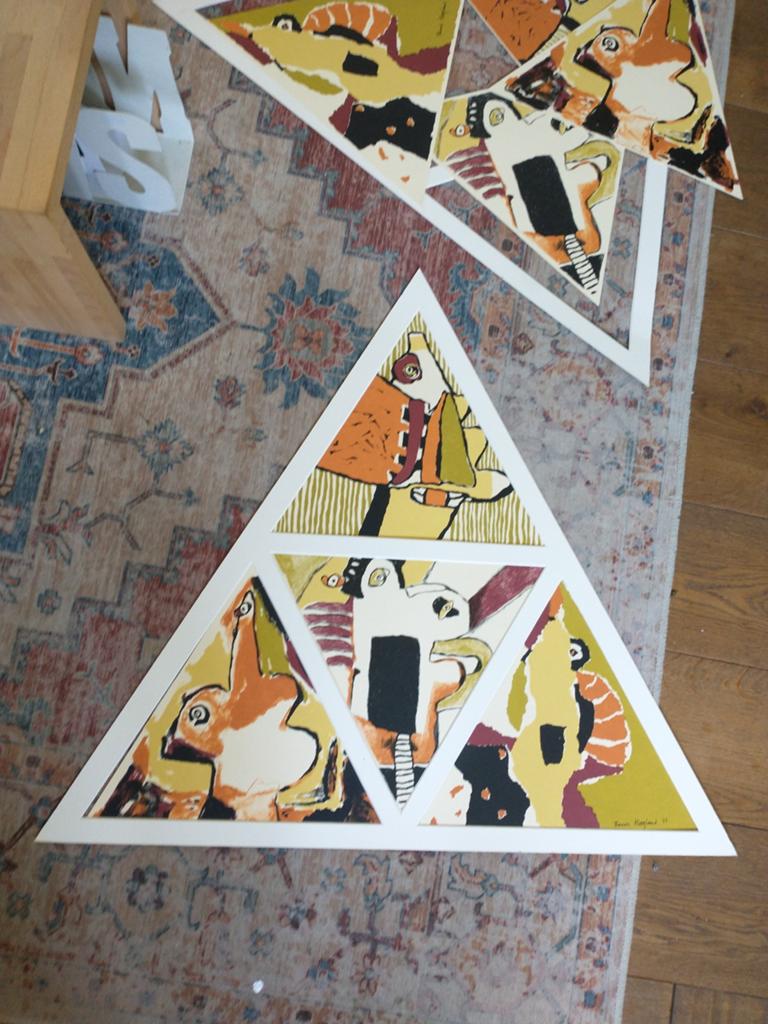 Twee boardsnedes van Francis Hoogland, Antiek en Kunst, Kunst | Litho's en Zeefdrukken, Ophalen of Verzenden