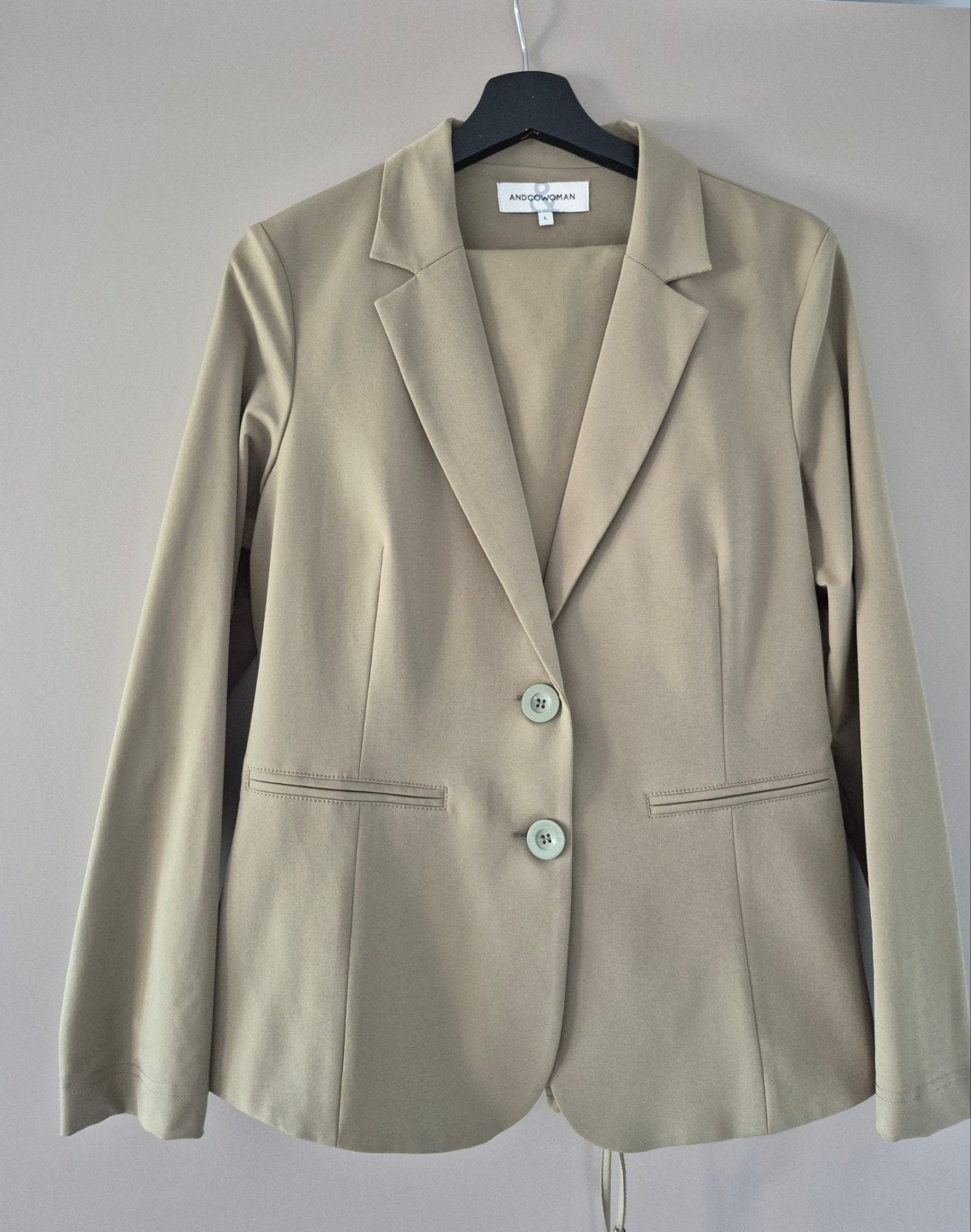 colbert en broek, maat L, &Co Woman, Kostuum of Pak, Beige, Maat 42/44 (L), &Co Woman