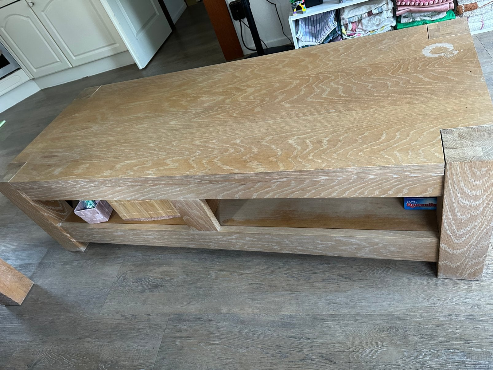 GRATIS: Stevige houten salon tafel, Ophalen, Gebruikt, 100 tot 150 cm, 50 tot 100 cm