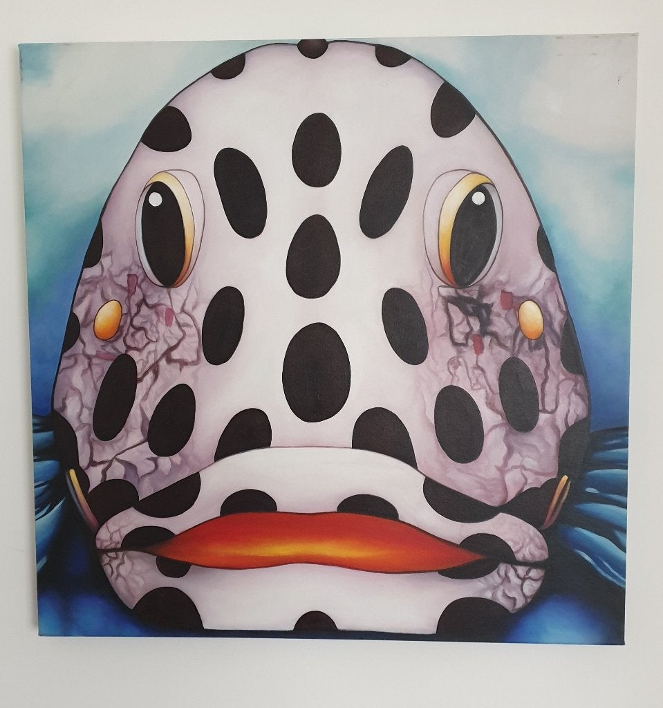 90 cm x 90 cm schilderij van een vis, Huis en Inrichting, Woonaccessoires | Schilderijen, Tekeningen en Foto's, Ophalen, Oorspronkelijke maker