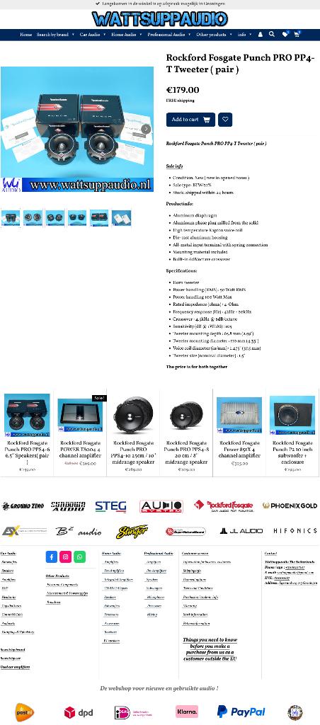 Rockford Fosgate Punch PRO PP4-T Tweeter ( set van 2 ), Audio-design, Nieuw, Am Breilingsweg 3, 76709 Kronau, Duitsland, Ophalen of Verzenden