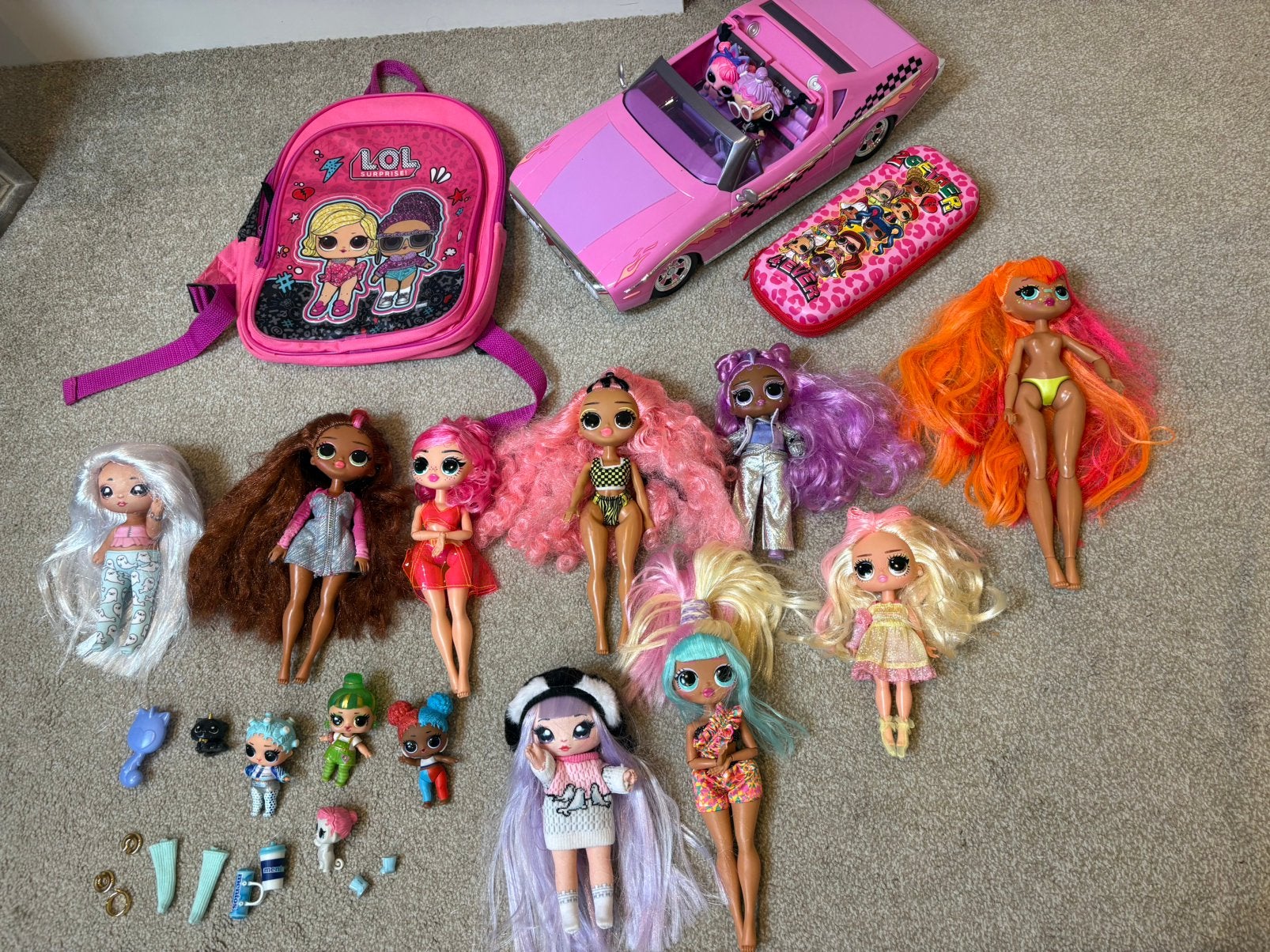 L.O.L. Surprise pakket, poppen groot en klein, auto en tas, Ophalen of Verzenden, Zo goed als nieuw, Overige typen