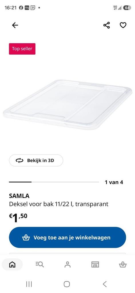 Samla deksel 22 l, Ophalen of Verzenden, Gebruikt