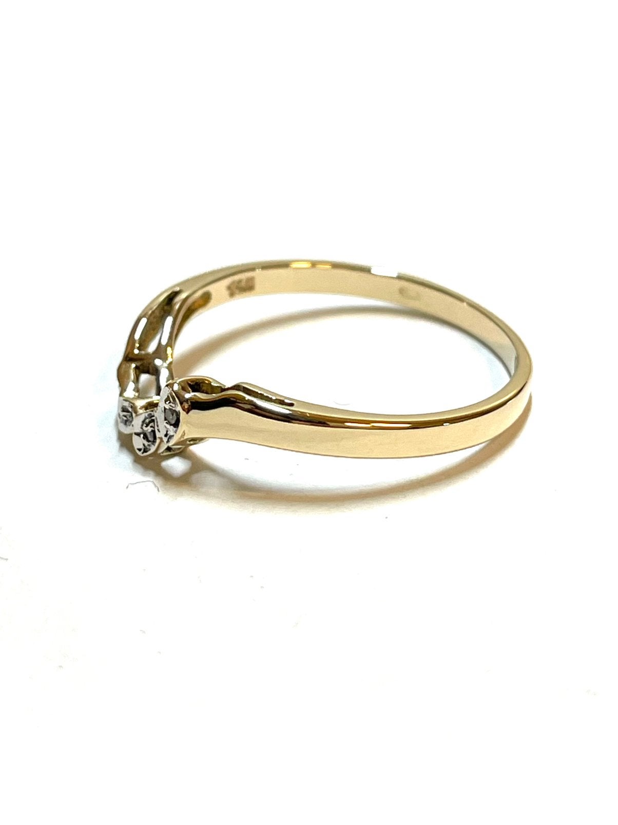 14k gouden ring met diamanten, 18 tot 19, -, -, Ophalen of Verzenden