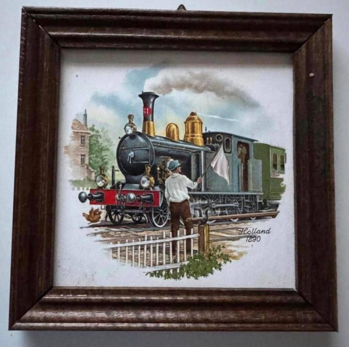 Tegel met afbeelding van een Vintage Trein nostalgisch, Ophalen of Verzenden, Trein, Overige typen