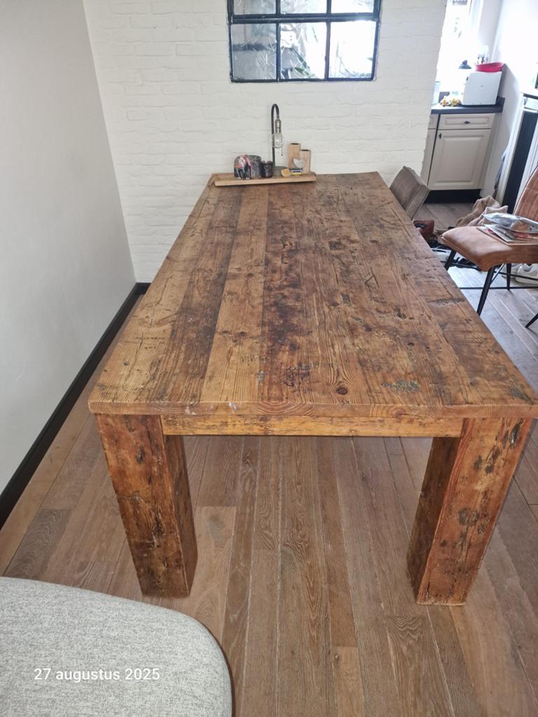 Robuuste eettafel, Ophalen of Verzenden, Rechthoekig, 200 cm of meer, 100 tot 150 cm