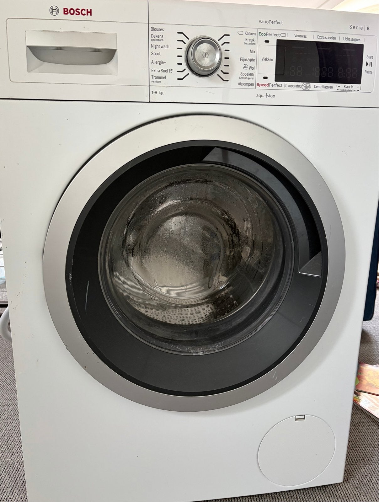 Bosch Serie 8 VarioPerfect Wasmachine 9 kg, Witgoed en Apparatuur, 1200 tot 1600 toeren, Gebruikt, 8 tot 10 kg, Ophalen of Verzenden