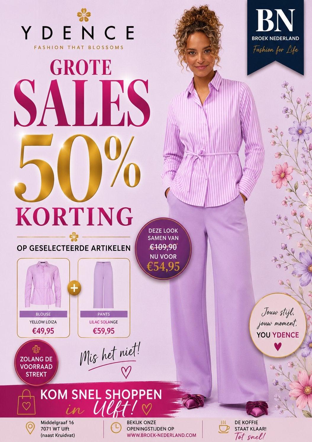 YDENCE Blouse en Broek Set - 50% Korting!, Kleding | Dames, Ophalen of Verzenden, Nieuw, Paars