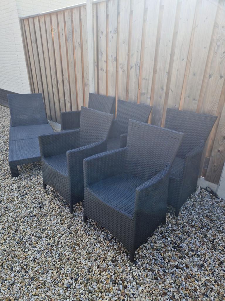 Pure Collection loungeset met ligbed en 5 stoelen, Tuin en Terras, Ophalen, Gebruikt, Kunststof, Overige typen