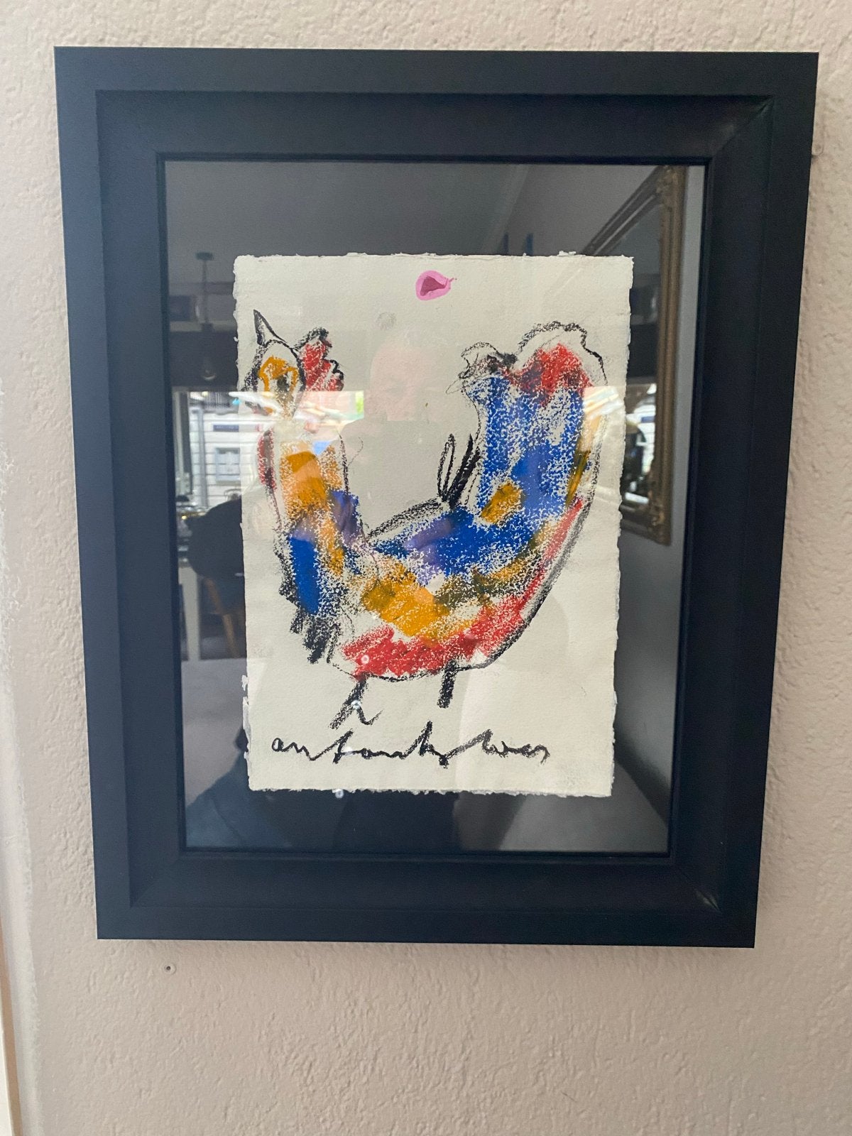 Mooi werk van Anton Heyboer (kip), Expressionistisch, Dieren, Papier, Gemengde techniek