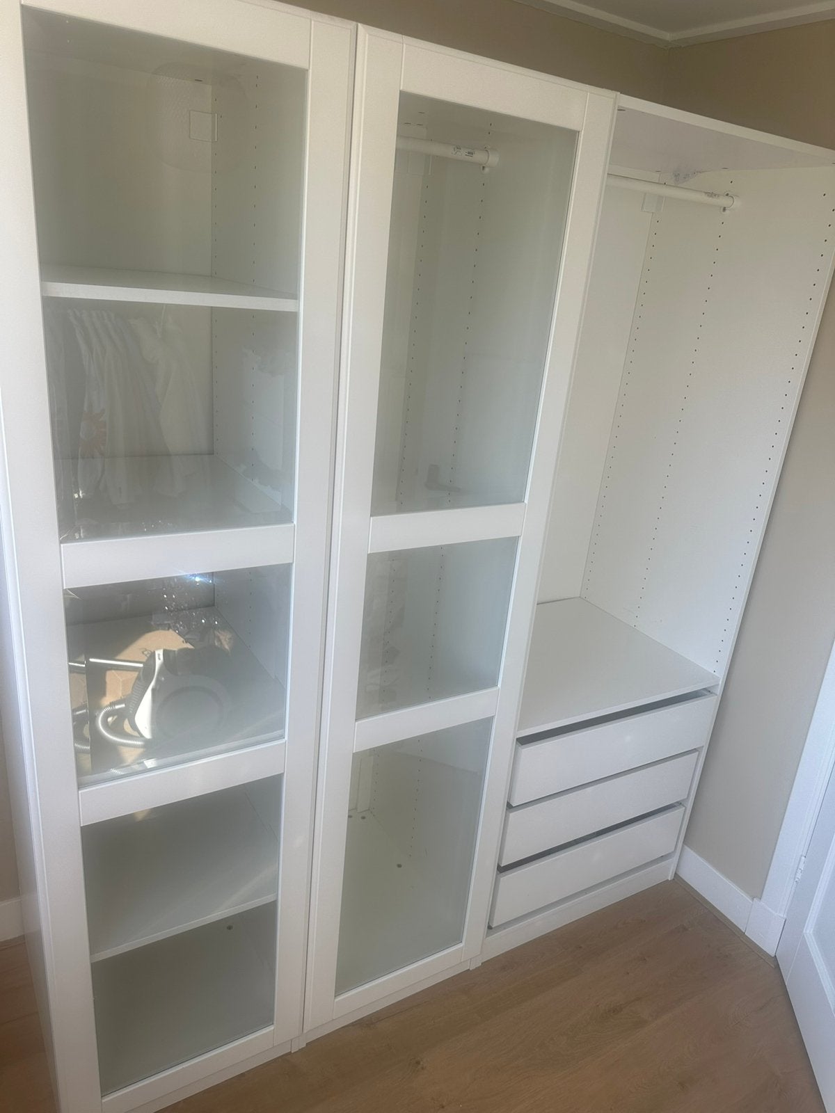 IKEA PAX kast Tyssedal wit met glazen deur 175 x 85 x 201 cm, Ophalen, 200 cm of meer, 50 tot 100 cm, 50 tot 75 cm