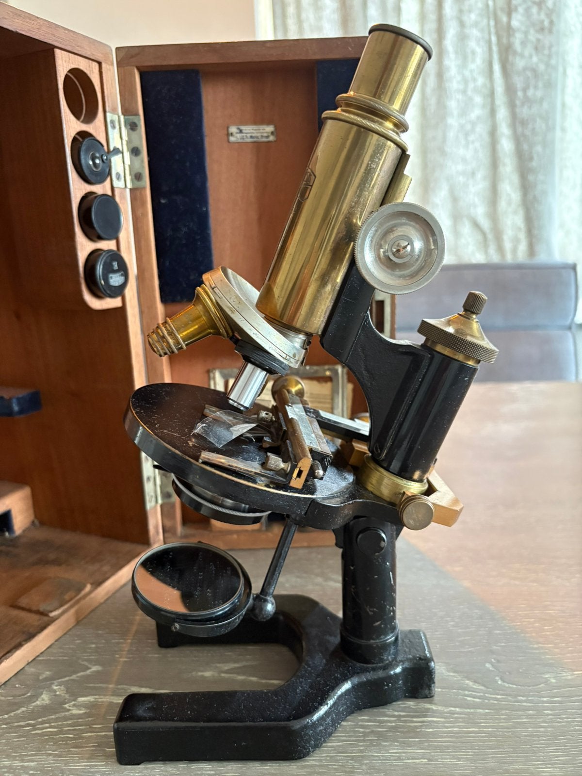 Antiek Carl Zeiss Jena Microscoop 1917& Met Doos, Audio, Tv en Foto, Optische apparatuur | Microscopen, Zo goed als nieuw, Minder dan 400x