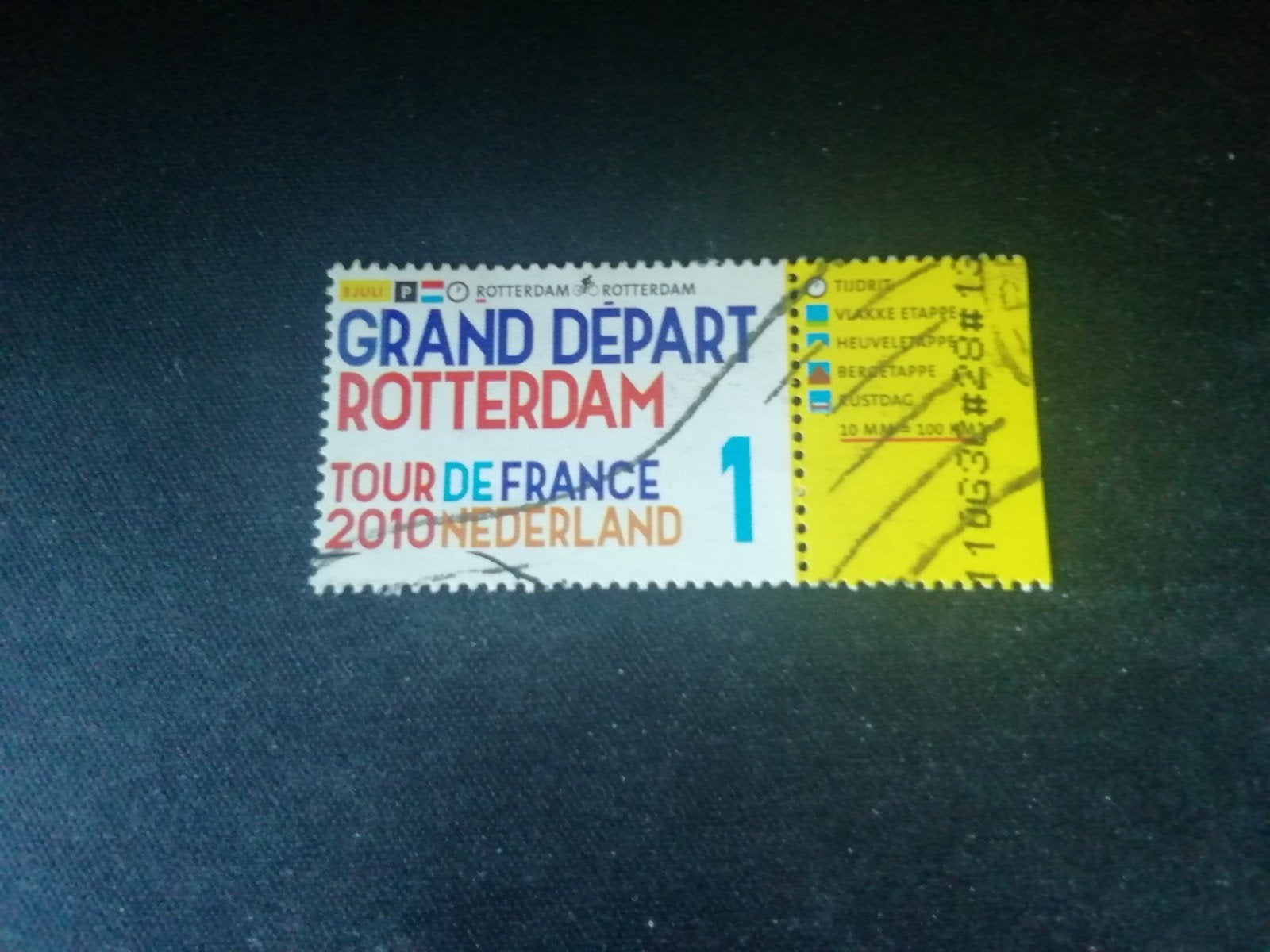NEDERLAND TOUR DE FRANCE ZEGEL MET TAB GESTEMPELD, Ophalen of Verzenden, Na 1940, Gestempeld