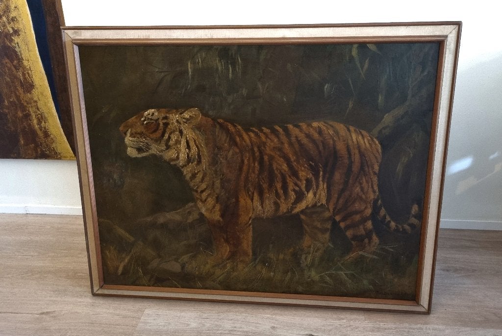 schilderij tijger, Ophalen, Realistisch, Overige ondergronden, Dieren