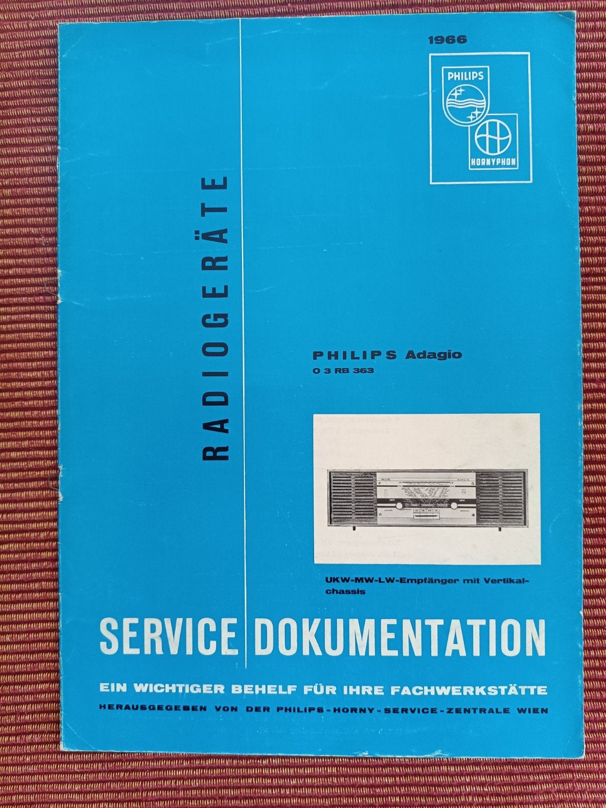 Service documentatie Philips Adagio 03 RB 363 Radiogeräte, Boeken, Ophalen of Verzenden, Gelezen, Philips-Horny Service-Zentrale Wien