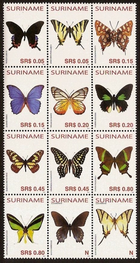 Suriname 1296/07 postfris Vlinders 2005, Ophalen of Verzenden, Postfris