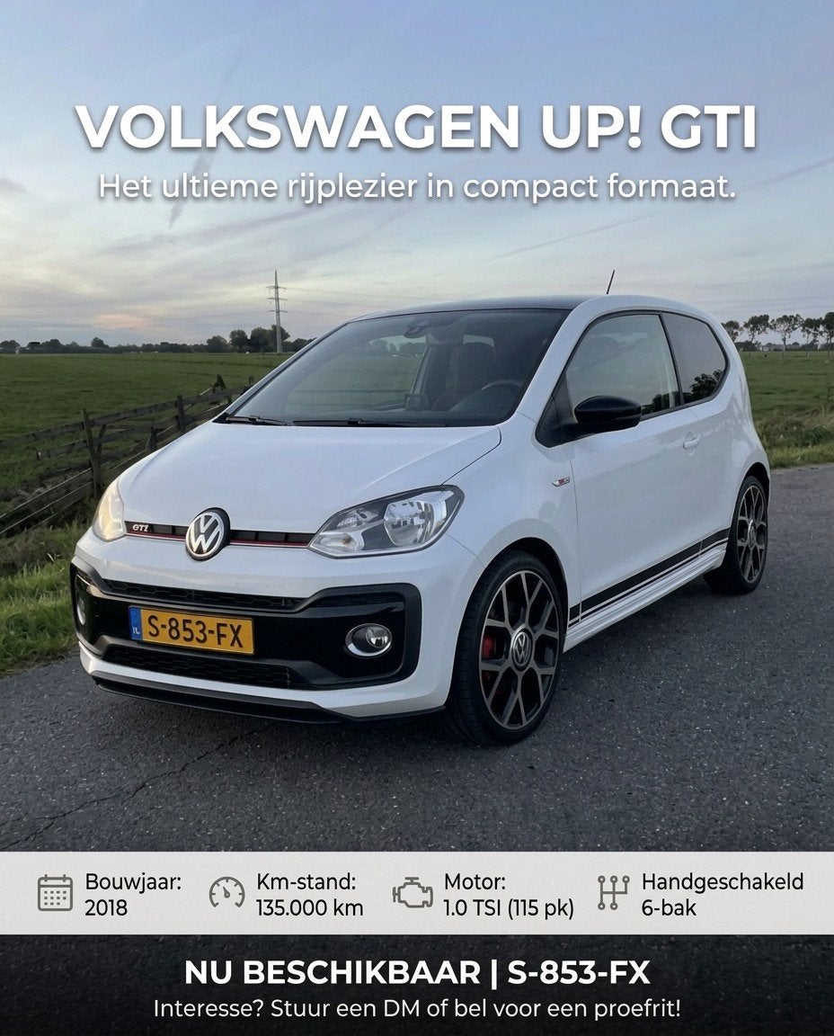 Liefhebbersauto!!! Volkswagen up! 1.0 TSI 115PK 5D 2018 Wit, Auto's, Voorwielaandrijving, 970 kg, 40 €/maand, Up!