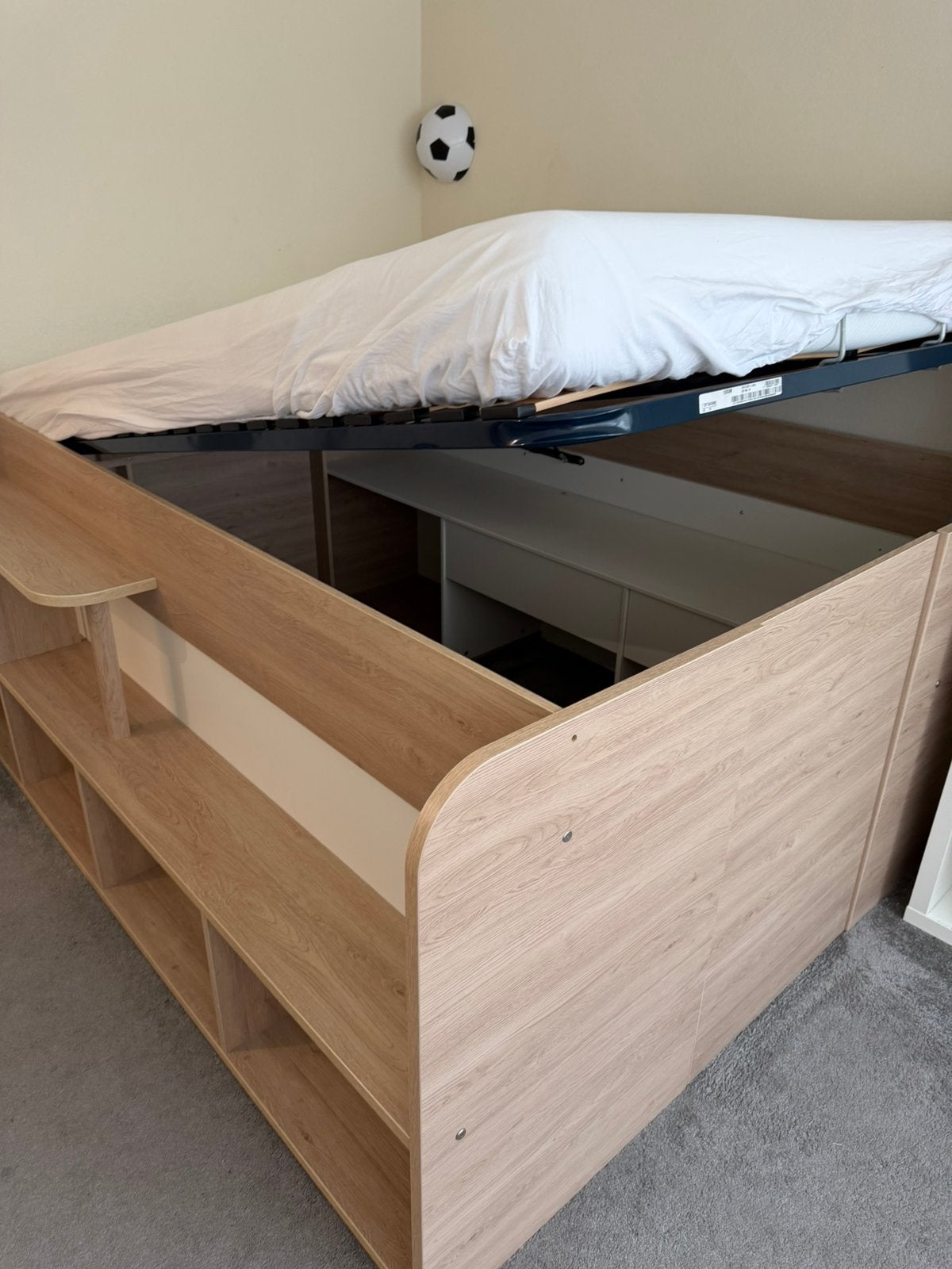Super leuk bed 140/200 met opbergruimte onder bed, Huis en Inrichting, Slaapkamer | Bedden, Ophalen, Gebruikt, Bruin, Tweepersoons