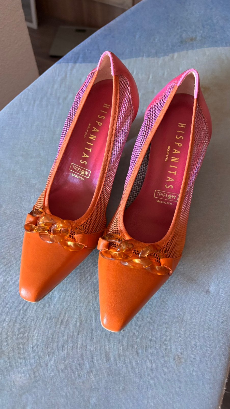 Roze/oranje pumps Hispanitas, Ophalen of Verzenden, Zo goed als nieuw, Oranje, Pumps