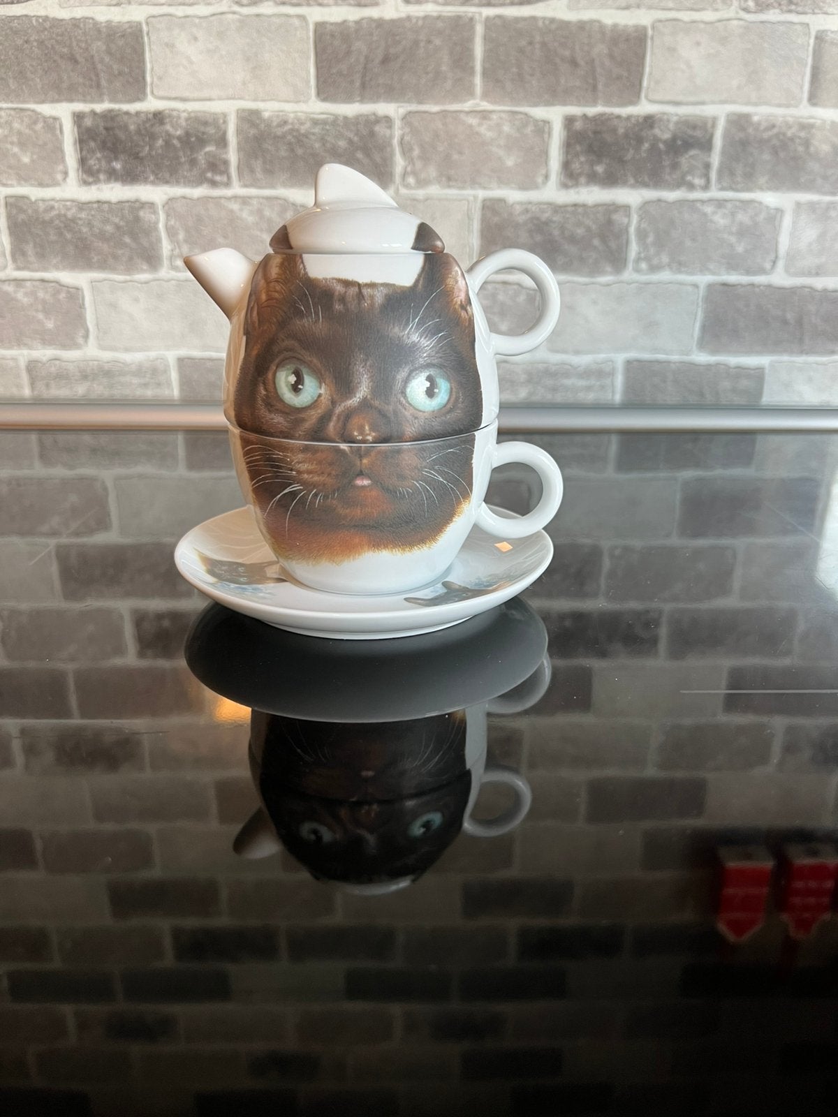 Theeset kat / poes, Huis en Inrichting, Keuken | Servies, Zo goed als nieuw, Ophalen of Verzenden