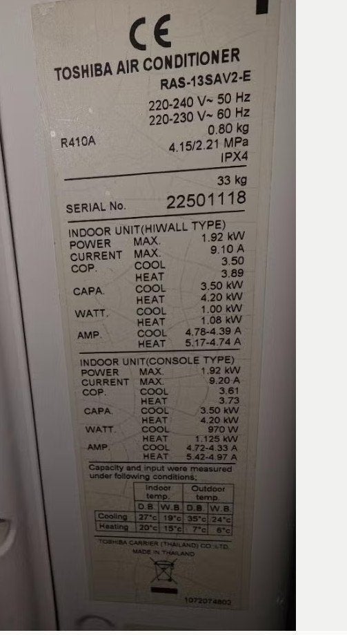 2x Toshiba RAS-13J2AVG-e Airco's (defect), Witgoed en Apparatuur, Airco's, Ophalen of Verzenden, Wandairco, Minder dan 60 m³, 3 snelheden of meer