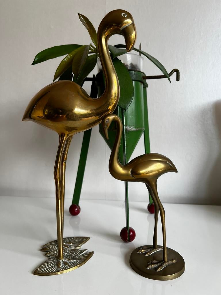 2 Vintage Flamingo’s   Messing Hollywood Regency, Antiek en Kunst, Ophalen of Verzenden