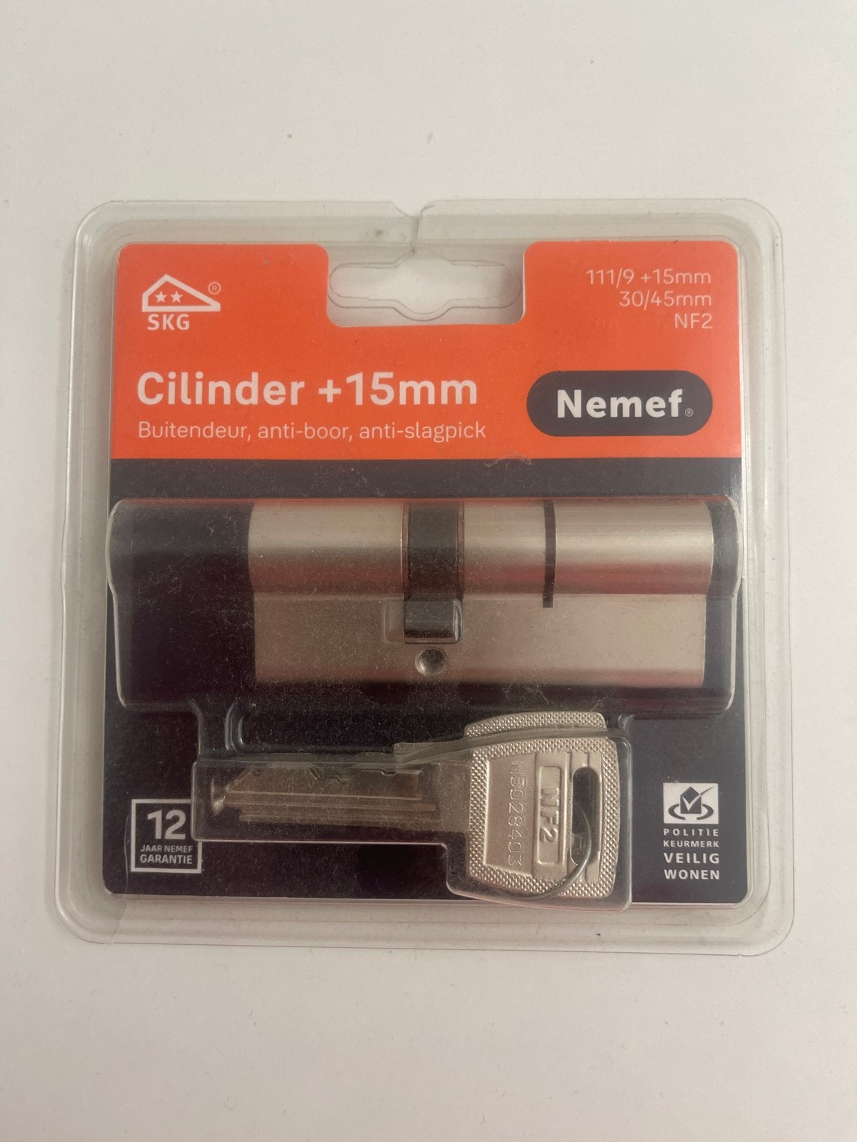Nemef SKG Cilinder +15mm Buitendeur Anti-boor Slagpick, Ophalen of Verzenden, Nieuw, Overige materialen, Slot