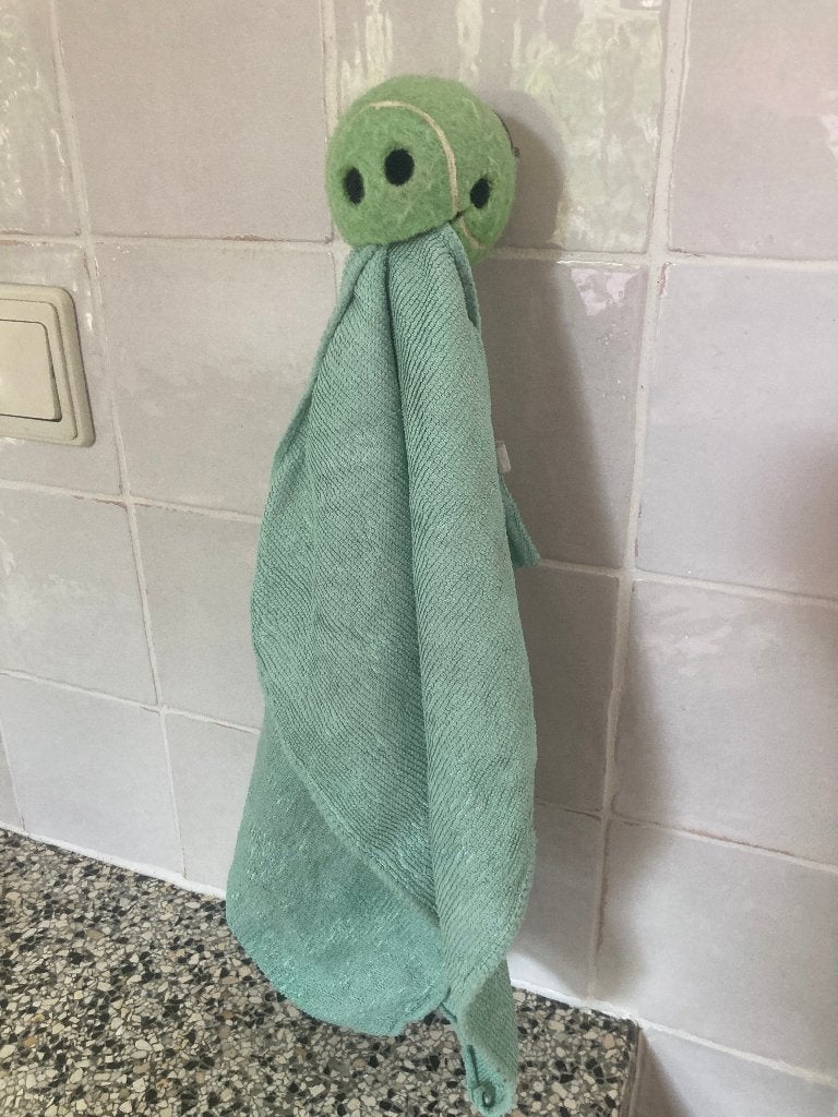 Funny groene tennisbal kermit raar keukenhaakje vaatdoek, Overige typen, Ophalen of Verzenden, Zo goed als nieuw, Groen