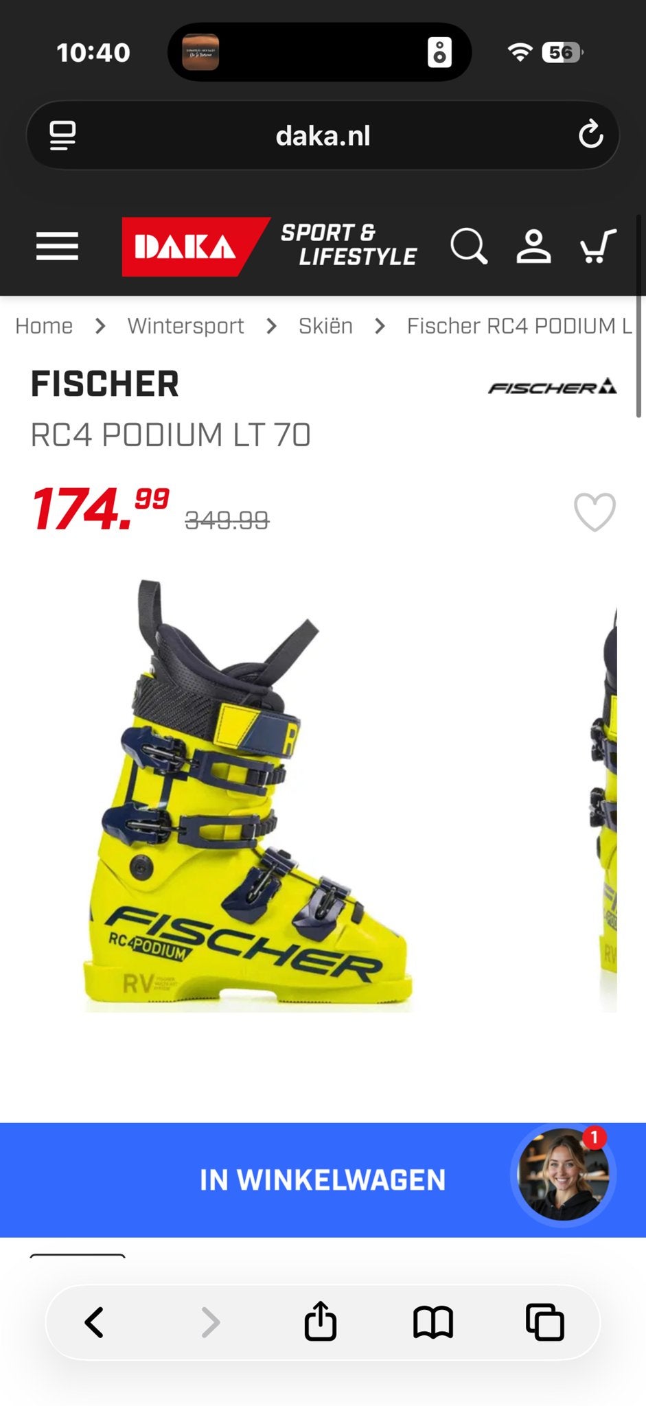 Fischer RC4 Podium LT70 skischoenen - maat 23/23,5 (EU37/38), Sport en Fitness, Fischer, 100 tot 140 cm, Schoenen, Ophalen of Verzenden