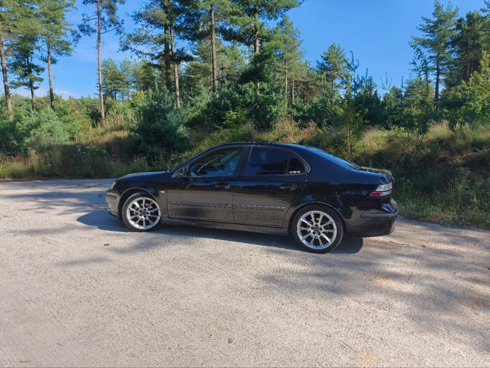 Saab 9-3 1.8 T Sport Sedan 2007 Zwart, Auto's, Saab, Zwart, 4 cilinders, Leder en Stof, Zwart