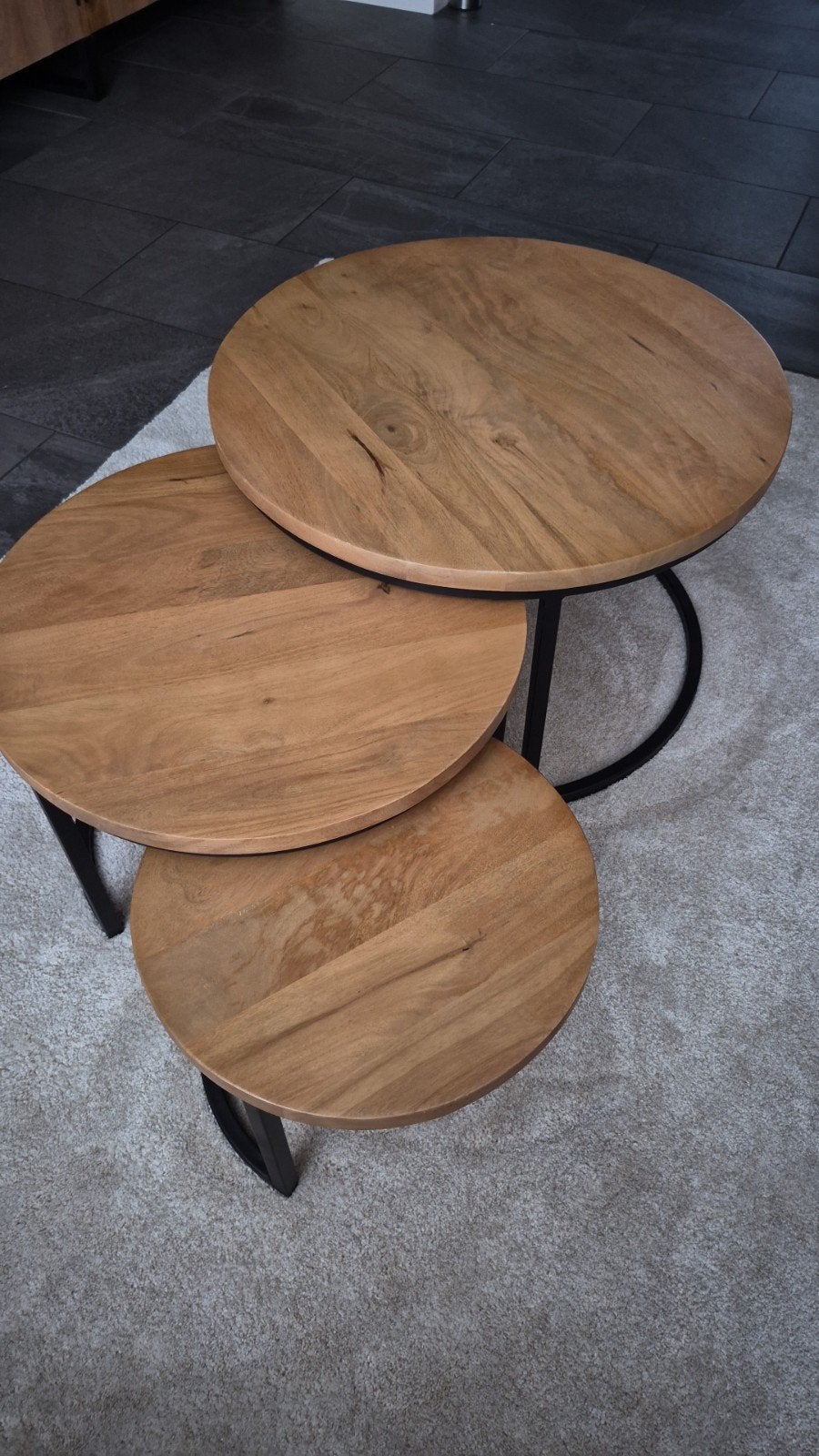 Set van 3 Nieuwe Salontafels - Rond Hout & Metaal, Rond, Nieuw, 50 tot 100 cm, Ophalen