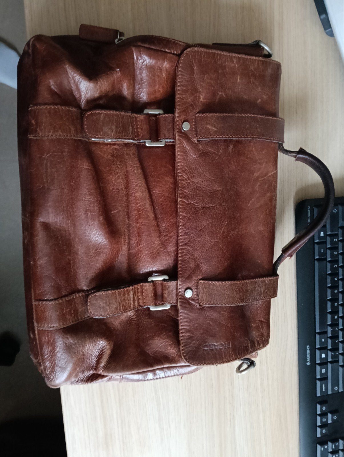 Leren aktetas/schoudertas - Picard, Ophalen, Gebruikt, Bruin, Handtas