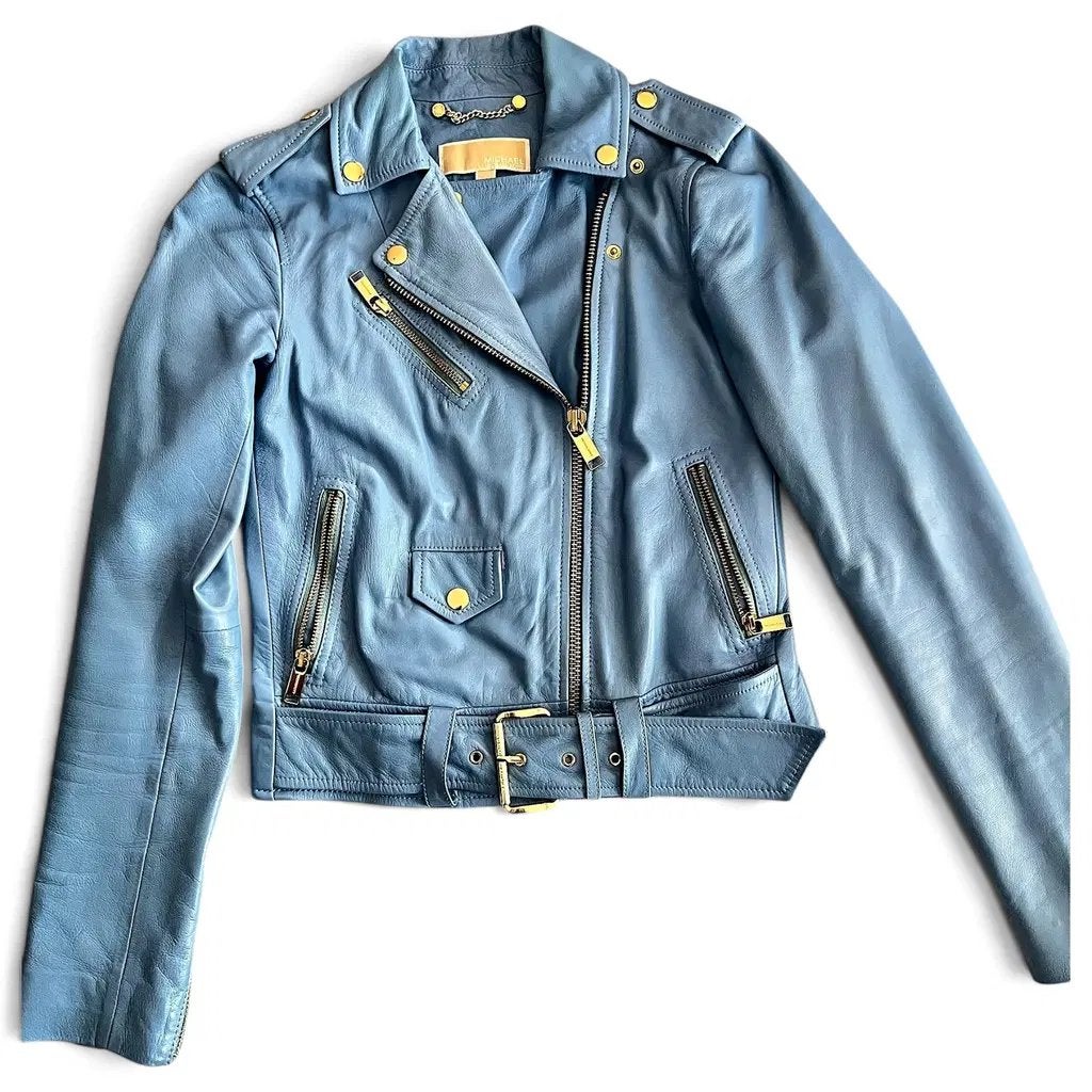 Michael Kors Leren Jasje - Cosset Maat M, Ophalen of Verzenden, Zo goed als nieuw, Maat 38/40 (M), Blauw