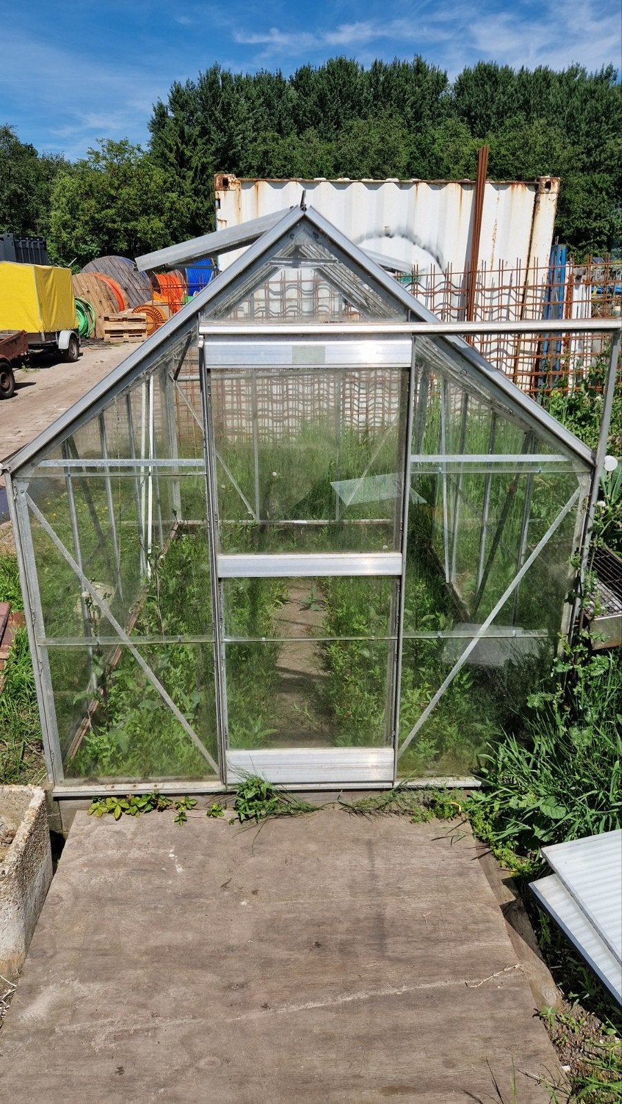 Mooie glazen kas 320x190cm met schuifdeur en ramen, Tuin en Terras, Ophalen, Gebruikt, Kweekkas, Glas