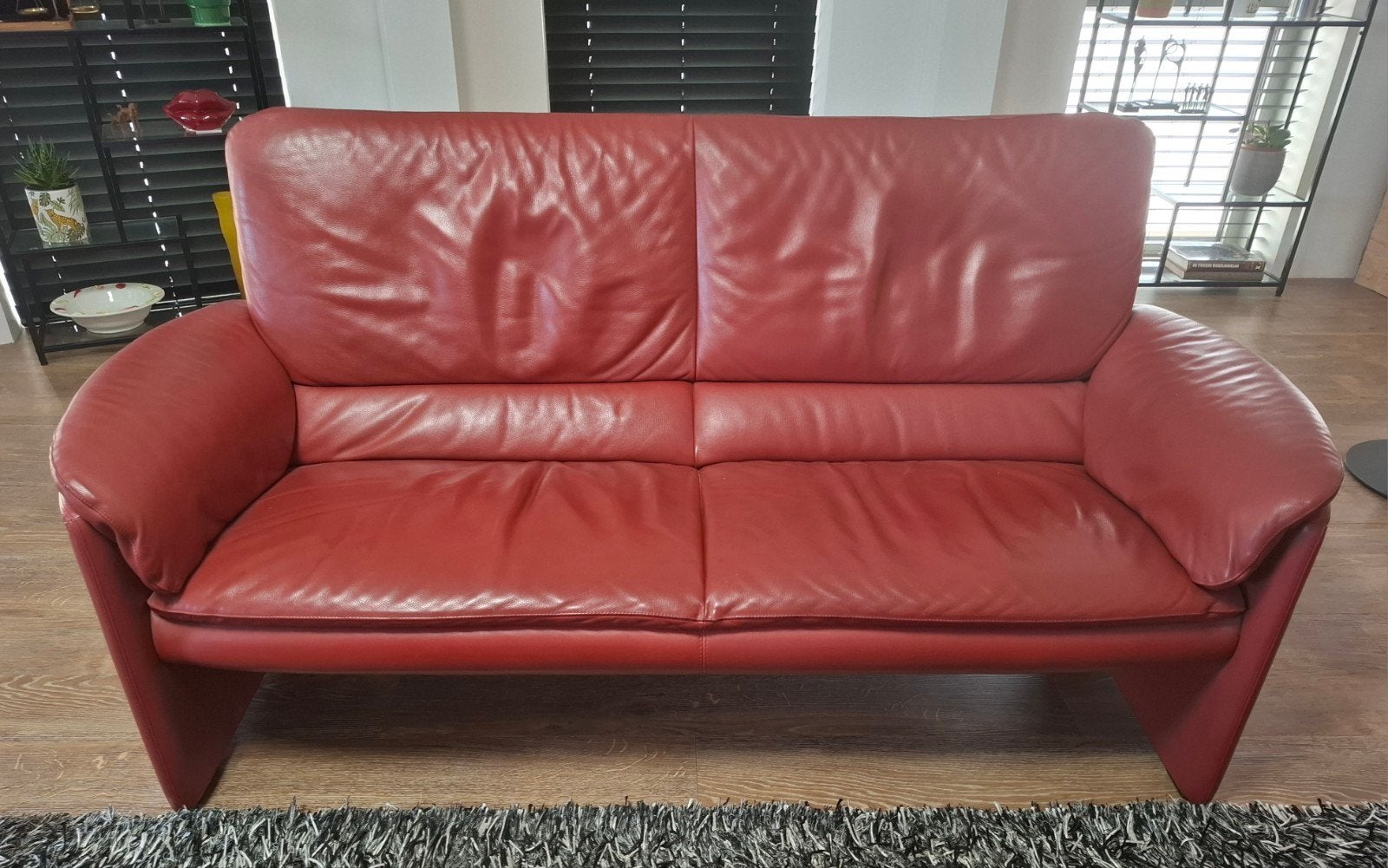 Leolux Catalpa Hoog Leer 2.5-zitsbank en 2 Fauteuils, Ophalen, Gebruikt, 150 tot 200 cm, Driepersoons