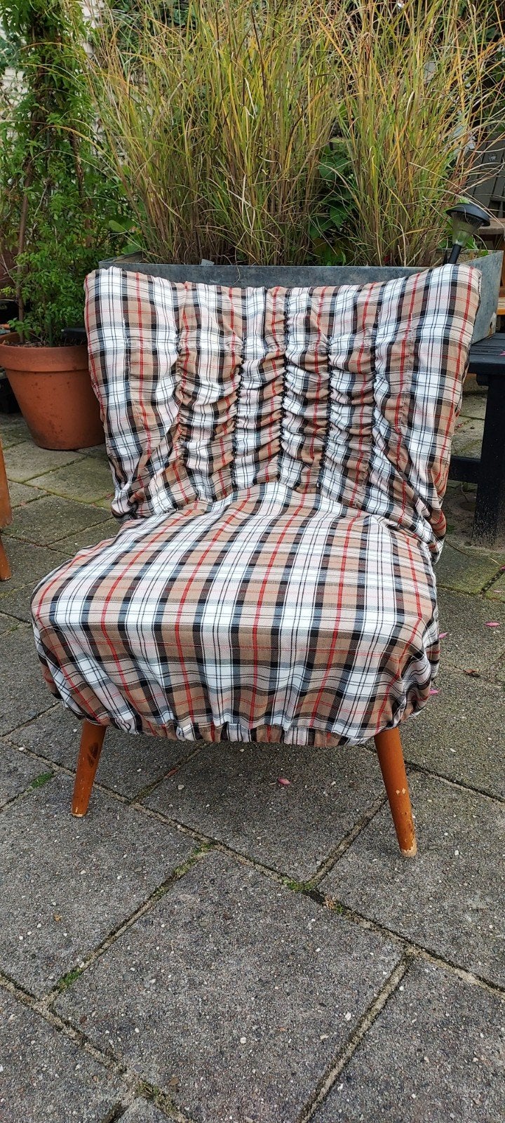 Vintage cocktailstoel met stoffering erover, Ophalen, Gebruikt, Eén