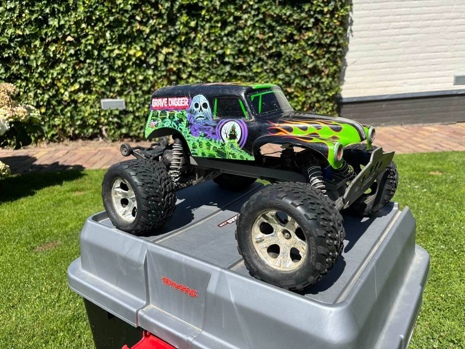 Traxxas Stampede 2WD Grave Digger RC Monster Truck, compleet, Gebruikt, Auto offroad, Schaal 1:10, RTR (Ready to Run)