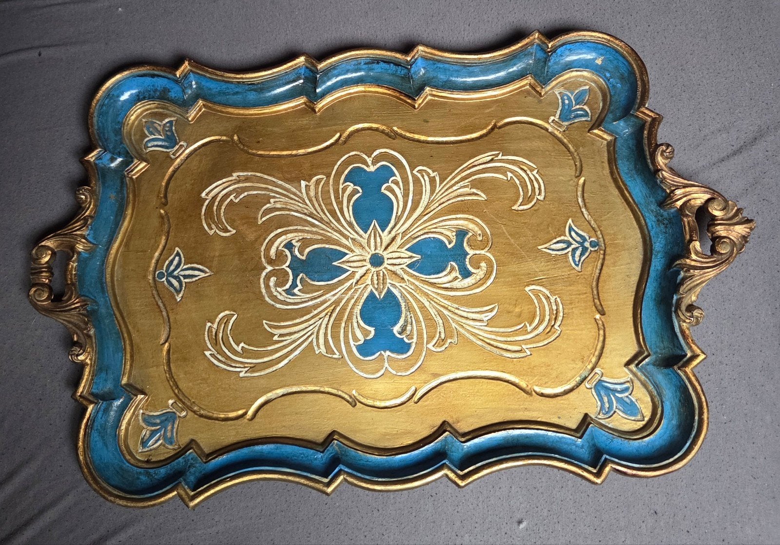 Florentijns dienblad (50x36 cm), Ophalen of Verzenden, Afgeronde hoeken, Rechthoekig, Hout