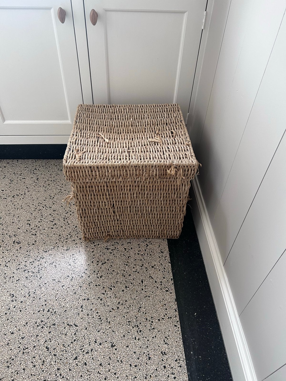 2x Zeegras manden met deksel, Gebruikt, Mand, Vierkant, Ophalen of Verzenden
