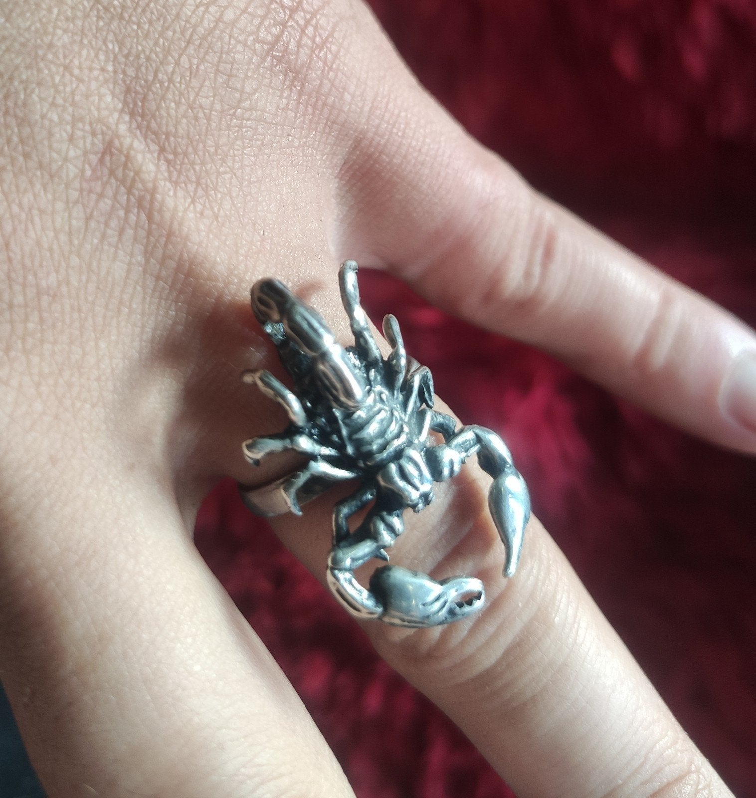 925 sterling zilveren schorpioen ring., Sieraden, Tassen en Uiterlijk, Gebruikt, Ophalen of Verzenden, 17 tot 18, Dame of Heer