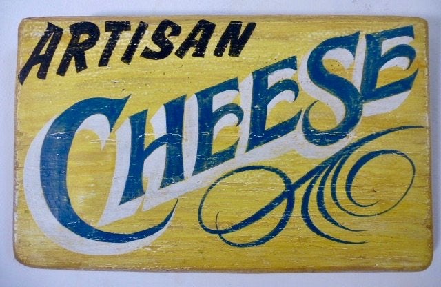 Handgeschilderd reclame bord / kaas winkel / cheese, Reclamebord, Ophalen of Verzenden, Zo goed als nieuw, B6