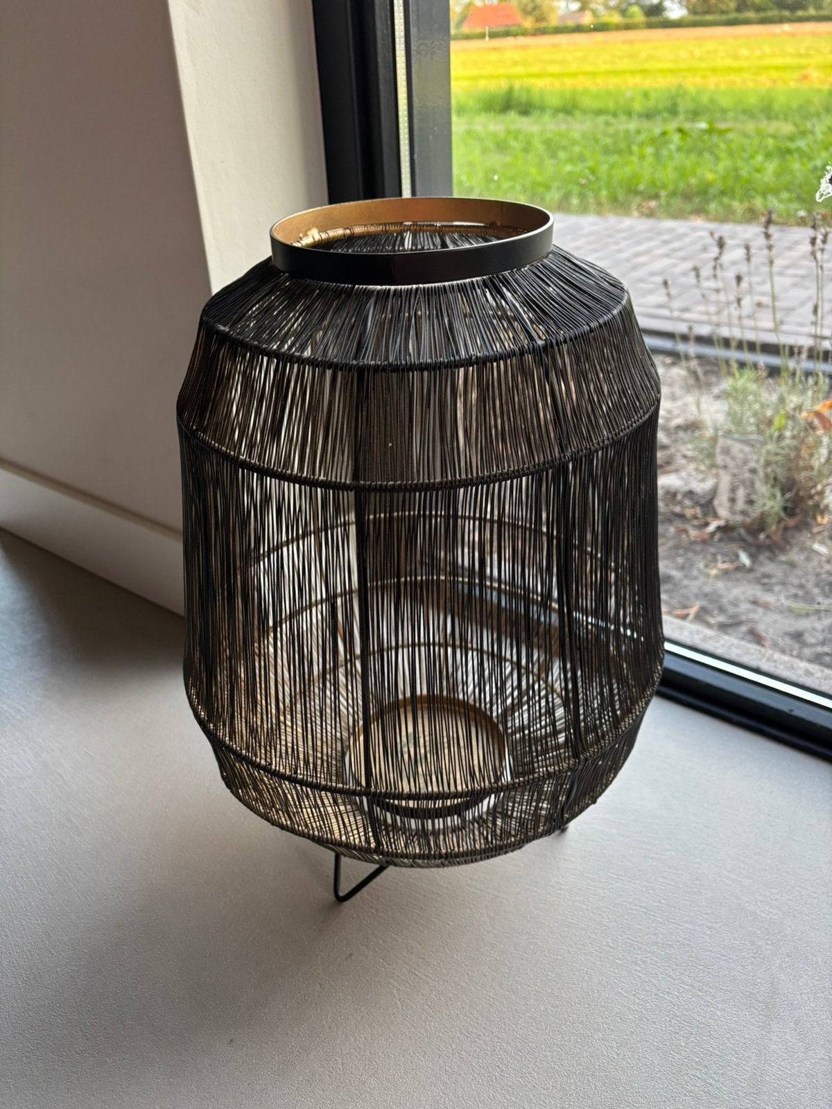 PTMD windlicht zwart goud, Ophalen of Verzenden, Zo goed als nieuw, Zwart, Rond